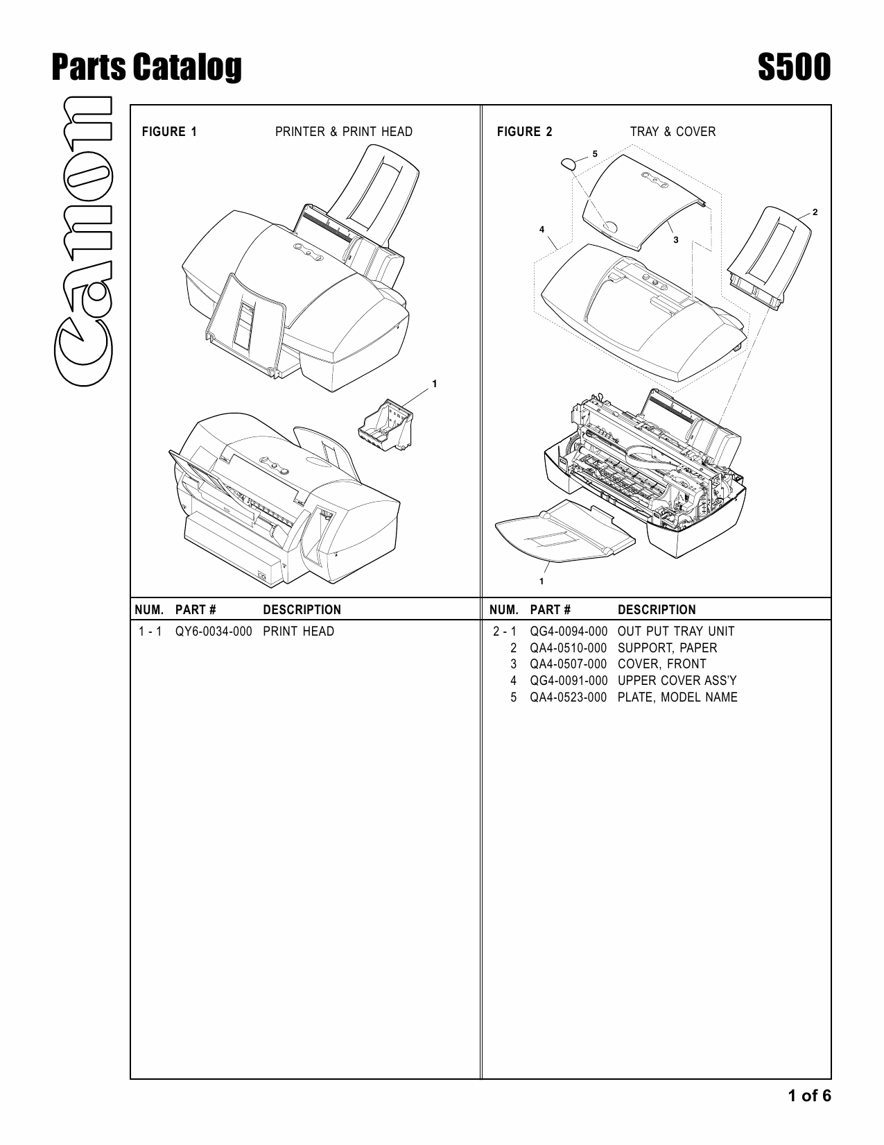 Canon PIXUS S500 Parts Catalog Manual-2